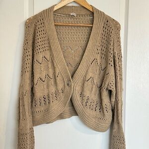 Old Navy Tan Open-Knit Cardigan